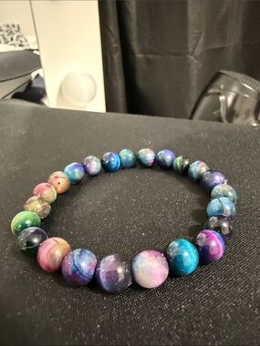 Multicolor Galaxy Bead Stretch Bracelet - Women Jewelry